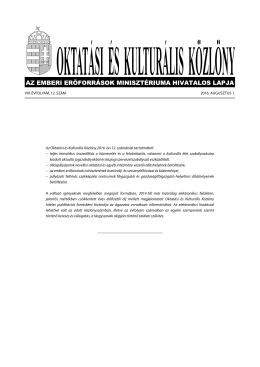 Az Oktatási és Kulturális Közlöny 2016. évi 12. számának tartalmából