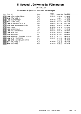 4 fős váltó kategóriánként