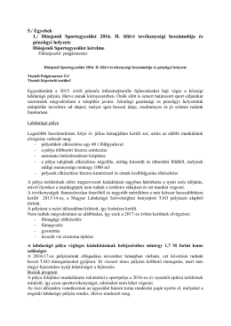 Diósjenői Sportegyesület 2016. II. félévi tevékenységi beszámolója
