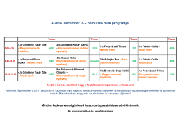 A 2016. december 07-i bemutató órák programja: