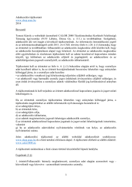 Adatkezelési nyilatkozat
