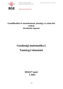 Gazdas&aacute;gi matematika 1. T&Aacute;V 2016