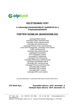 &uuml;zletszab&aacute;lyzat fizet&eacute;si sz&aacute;ml&aacute;k (banksz&aacute;ml&aacute;k)