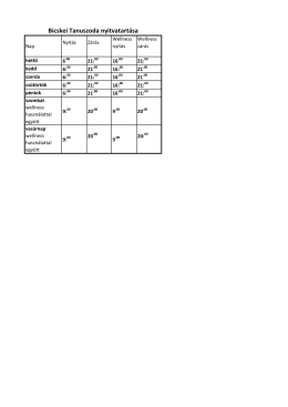 Bicskei Tanuszoda nyitvatart&aacute;sa