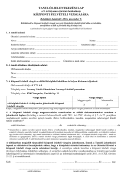 Központi jelentkezési lap