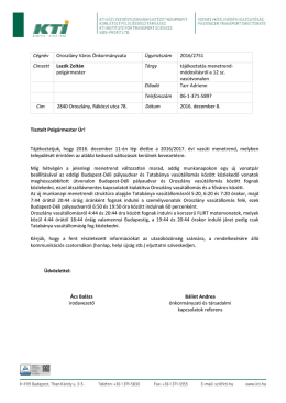 Tájékoztató a 2016/2017. évi vasúti menetrend