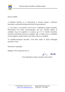 "Gyermekek a gyermekek&eacute;rt kar&aacute;csonyra" gyűjt&eacute;s