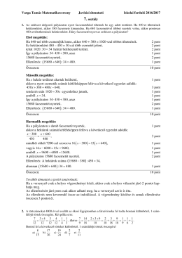 Varga Tamás Matematikaverseny Javítási útmutató Iskolai forduló