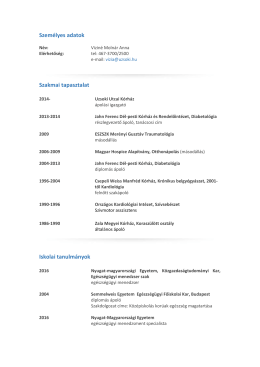Szem&eacute;lyes adatok Szakmai tapasztalat Iskolai