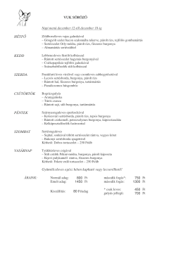 VUK S&Ouml;R&Ouml;ZŐ Napi men&uuml; december 5-től december 11