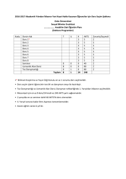 2016-2017 Akademik Yılından İtibaren Yeni Kayıt Hakkı Kazanan