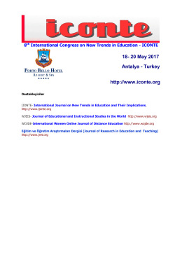 18- 20 May 2017 Antalya - Turkey http://www.iconte.org