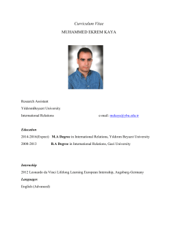 Curriculum Vitae MUHAMMED EKREM KAYA
