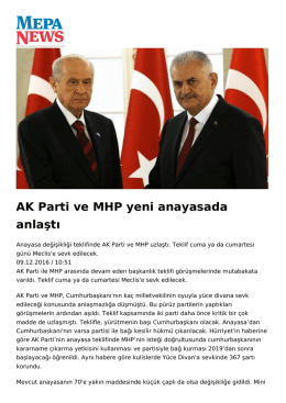 AK Parti ve MHP yeni anayasada anlaştı