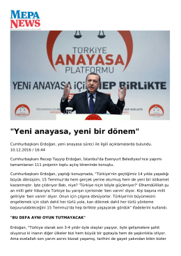 Yeni anayasa, yeni bir dönem