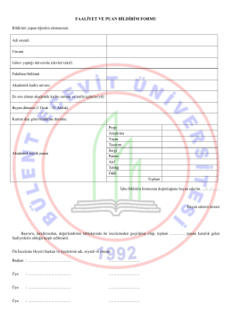 FAALİYET VE PUAN BİLDİRİM FORMU