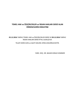 TEMEL HAK ve ÖZGÜRLÜKLER ve İNSAN HAKLARI DERSİ ALAN