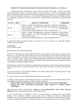 Mersin &Uuml;niversitesi S&ouml;zleşmeli Personel (Hemşire) Alım İlanı