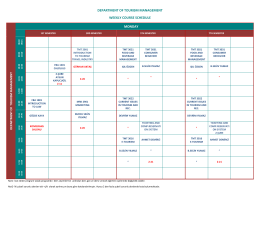 department of tourısm management weekly course schedule monday