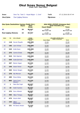 Okul Sınav Sonuç Belgesi