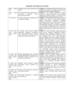 Akademik Teşvik Başvuru Takvimi