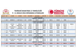 11 Aralık 2016 Atamalar - Tekirdağ Basketbol İl Temsilciliği