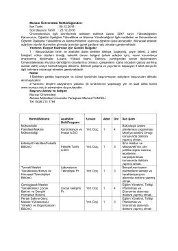 Munzur Üniversitesi Öğretim Üyesi Alım İlanı (09