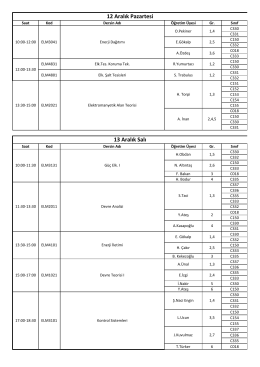 2016-2017 Güz Yarı Yılı 2. Yıl İçi Sınav Programı