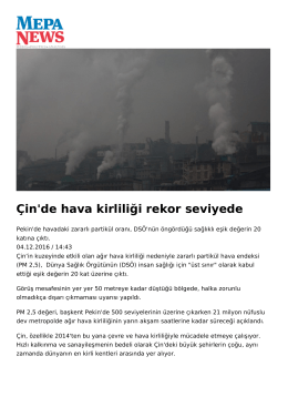 Çin`de hava kirliliği rekor seviyede
