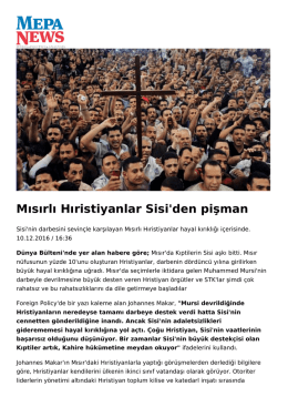 Mısırlı Hıristiyanlar Sisi`den pişman