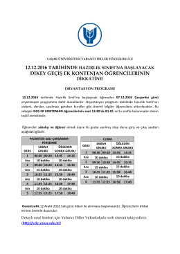 DGS Ek Kontenjan Öğrencileri Oryantasyon Duyurusu