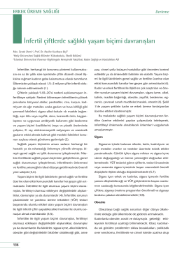 İnfertil çiftlerde sağlıklı yaşam biçimi davranışları (PDF