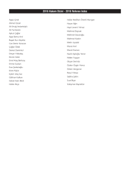 2016 Hakem Dizini - 2016 Referee Index