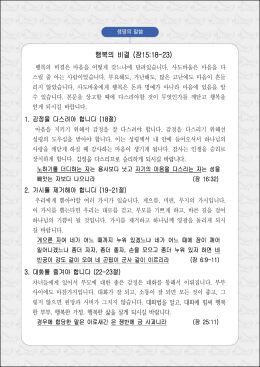 행복의 비결 (잠15:18-23)