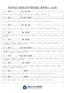 2015학년 대원외고GLP영어캠프 통학버스 노선표