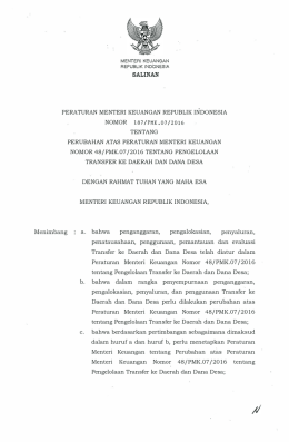 PERATURAN MENTER! KEUANGAN REPUBLIK INDONESIA