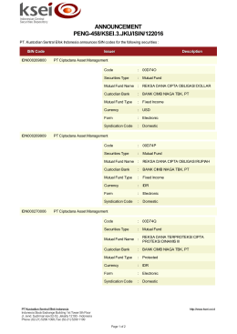 ANNOUNCEMENT PENG-458/KSEI.3.JKU/ISIN/122016