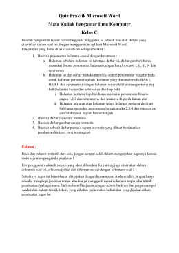 Quiz Praktik Microsoft Word Mata Kuliah Pengantar Ilmu Komputer