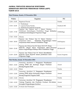 Jadwal Nurturing 2016