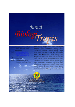 Jurnal Biologi Tropis adalah jurnal ilmiah pada