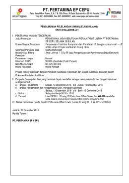 Pengumuman Retender - PT Pertamina EP Cepu