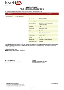 ANNOUNCEMENT PENG-465/KSEI.3.JKU/ISIN/122016