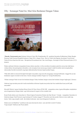 Olly : Semangat Natal Ini, Mari Kita Berdamai