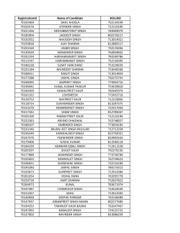 RegistrationId Name of Candidate ROLLNO 70105469 SAHIL