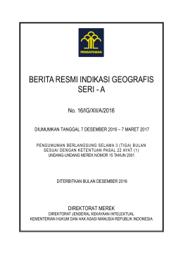 berita resmi indikasi geografis seri