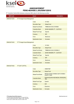 ANNOUNCEMENT PENG-463/KSEI.3.JKU/ISIN/122016