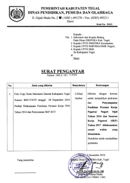 surat pengantar - dinas dikpora kabupaten tegal