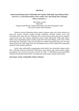 ABSTRAK Isolasi dan Skrining Jamur Pektinolitik dari Sumber Kulit