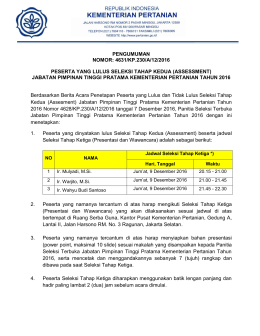 PENGUMUMAN NOMOR: 4631/KP.230/A/12/2016 PESERTA YANG