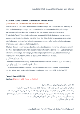 DIANTARA SEBAB SEORANG DIHARAMKAN DARI HIDAYAH DIANTARA SEBAB